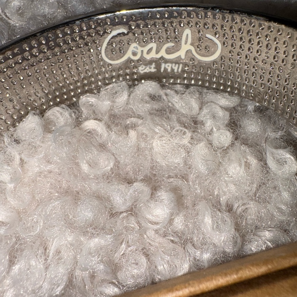 Coach White Enamel Script Logo Hinged Bangle Brac… - image 3